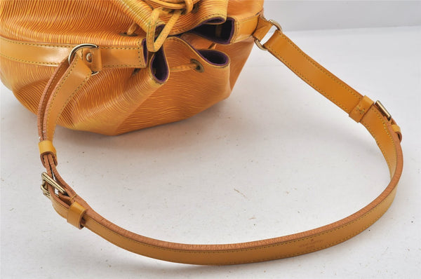 Authentic Louis Vuitton Epi Petit Noe Drawstring Bag Yellow M44109 LV 5814K