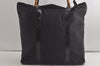 Authentic GUCCI Vintage Bamboo Shoulder Tote Bag Nylon Leather Black 5817K