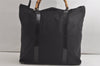 Authentic GUCCI Vintage Bamboo Shoulder Tote Bag Nylon Leather Black 5817K