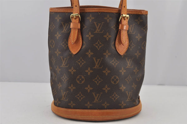 Authentic Louis Vuitton Monogram Bucket PM Shoulder Tote Bag M42238 Junk 5820J