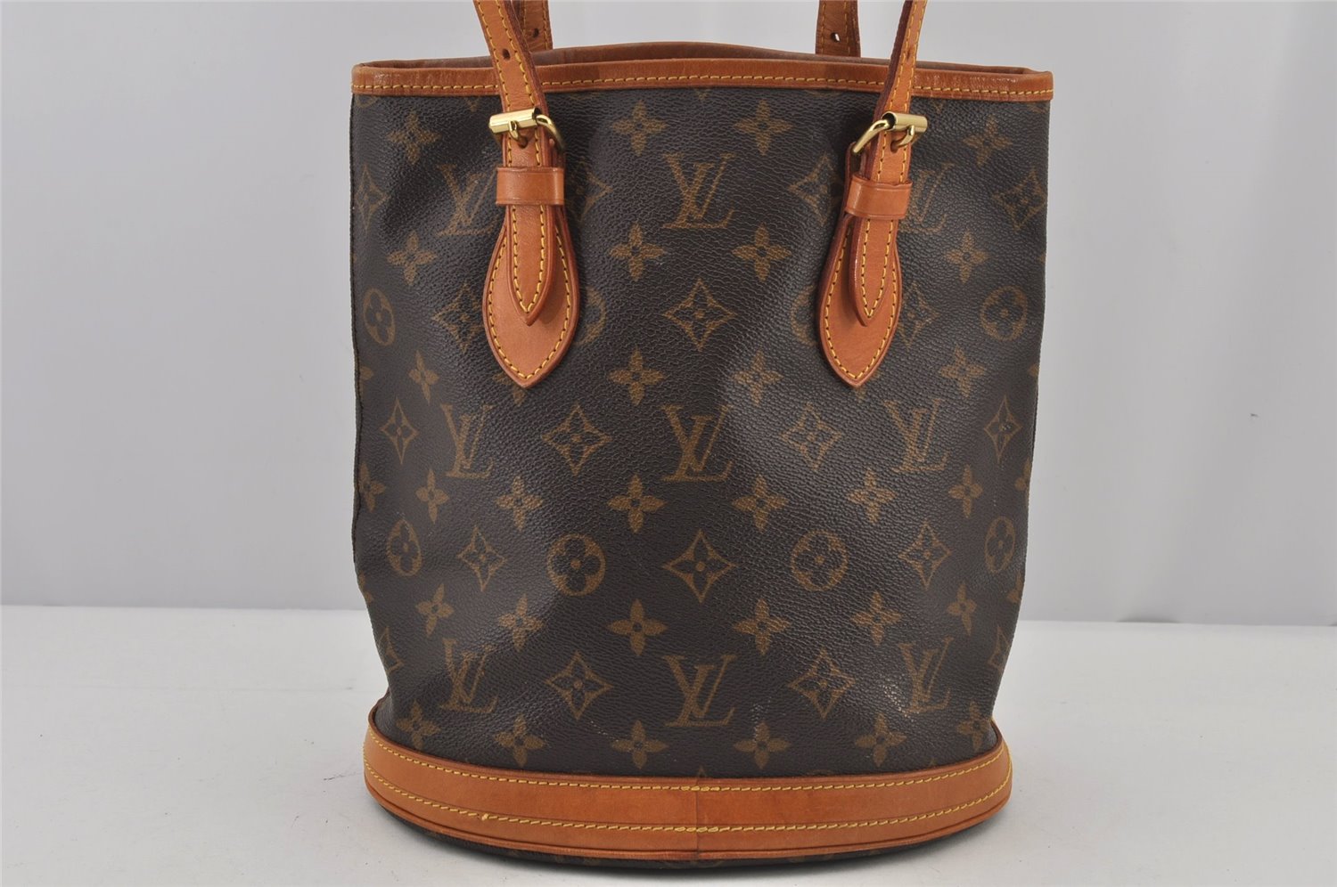 Authentic Louis Vuitton Monogram Bucket PM Shoulder Tote Bag M42238 Junk 5820J