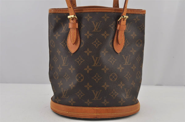 Authentic Louis Vuitton Monogram Bucket PM Shoulder Tote Bag M42238 Junk 5820J