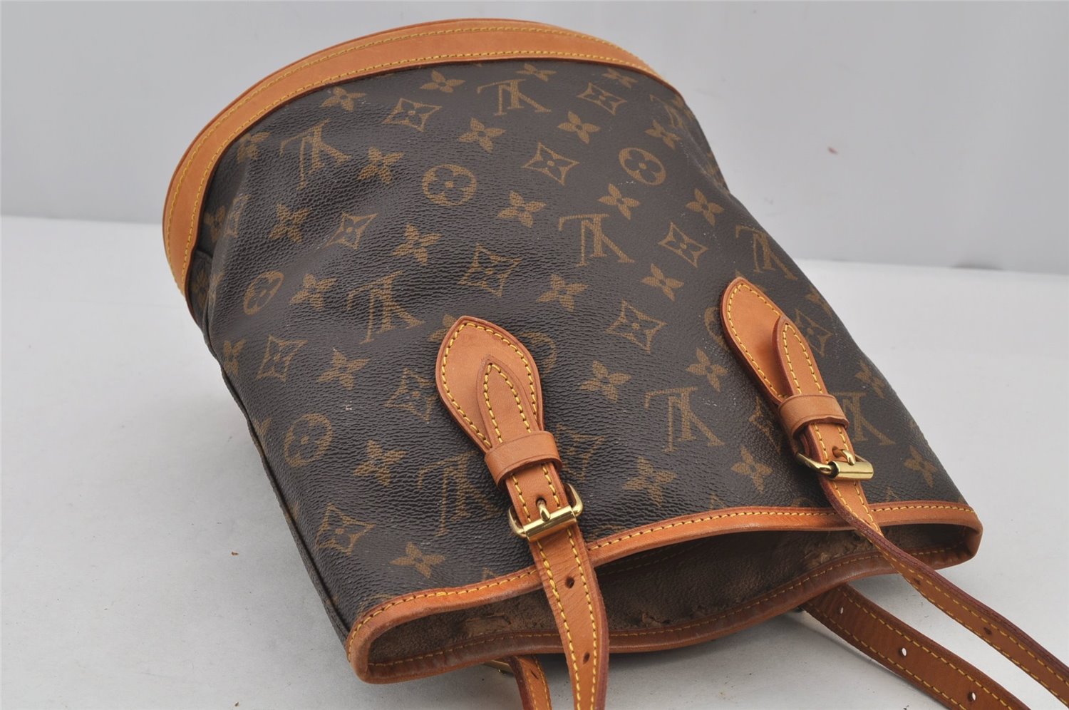 Authentic Louis Vuitton Monogram Bucket PM Shoulder Tote Bag M42238 Junk 5820J