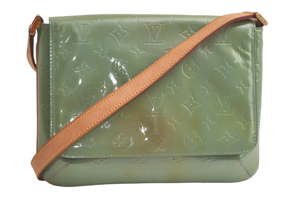 Auth Louis Vuitton Vernis Thompson Street Shoulder Bag Green M91009 LV 5821K