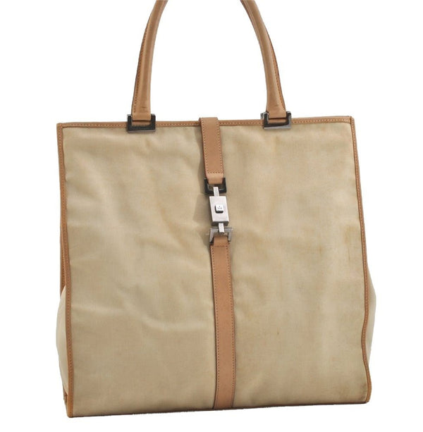 Authentic GUCCI Jackie Shoulder Tote Bag Nylon Leather 0021064 Beige 5822J