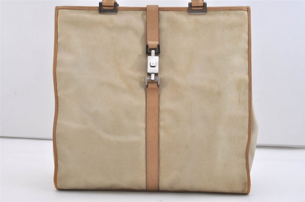 Authentic GUCCI Jackie Shoulder Tote Bag Nylon Leather 0021064 Beige 5822J