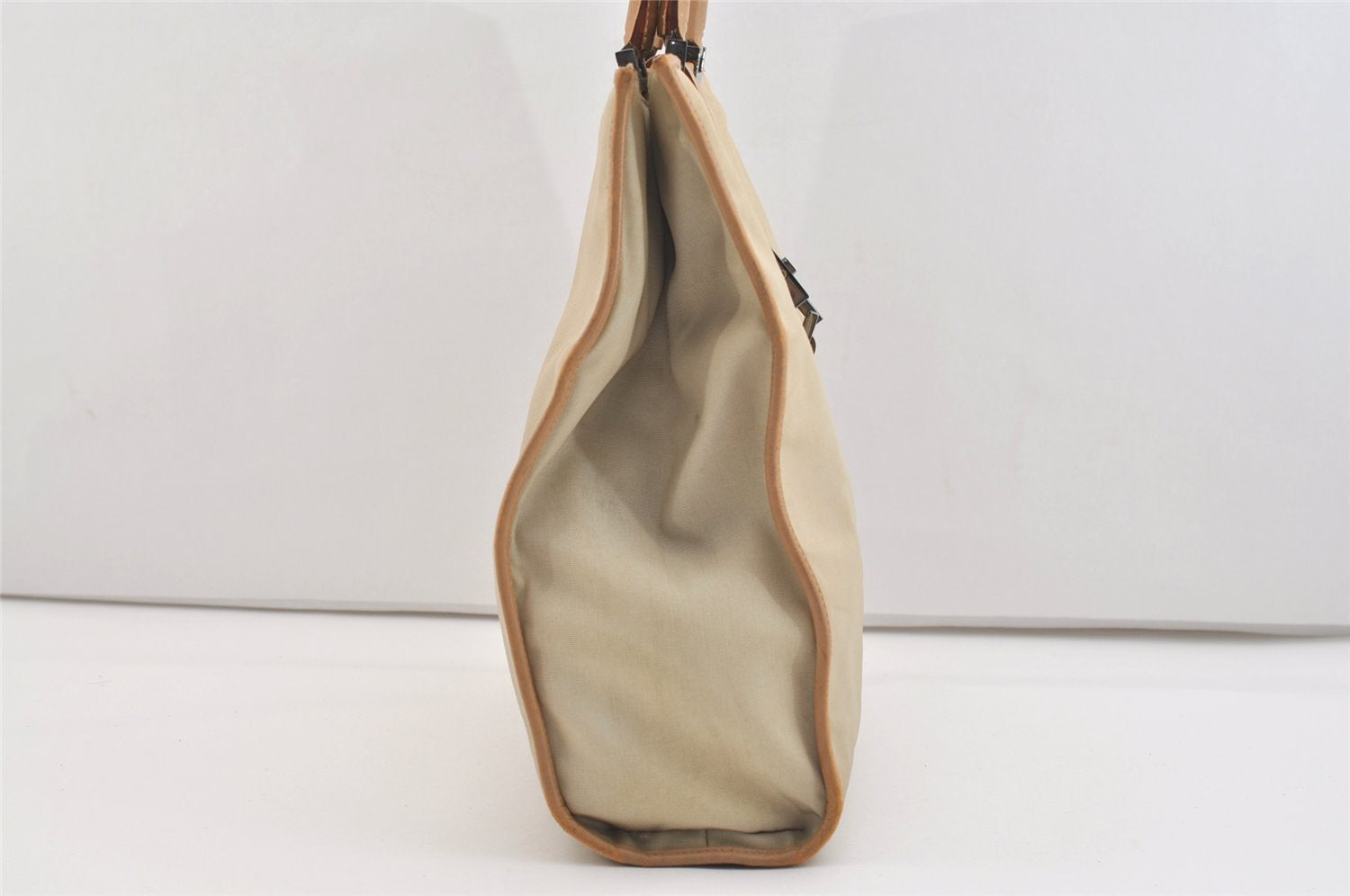 Authentic GUCCI Jackie Shoulder Tote Bag Nylon Leather 0021064 Beige 5822J