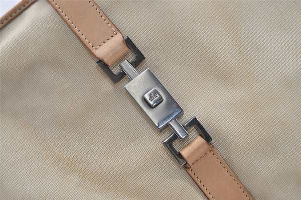 Authentic GUCCI Jackie Shoulder Tote Bag Nylon Leather 0021064 Beige 5822J