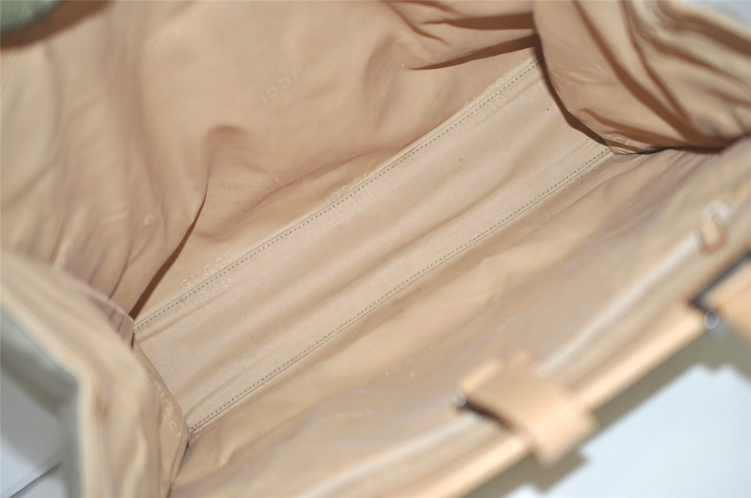 Authentic GUCCI Jackie Shoulder Tote Bag Nylon Leather 0021064 Beige 5822J