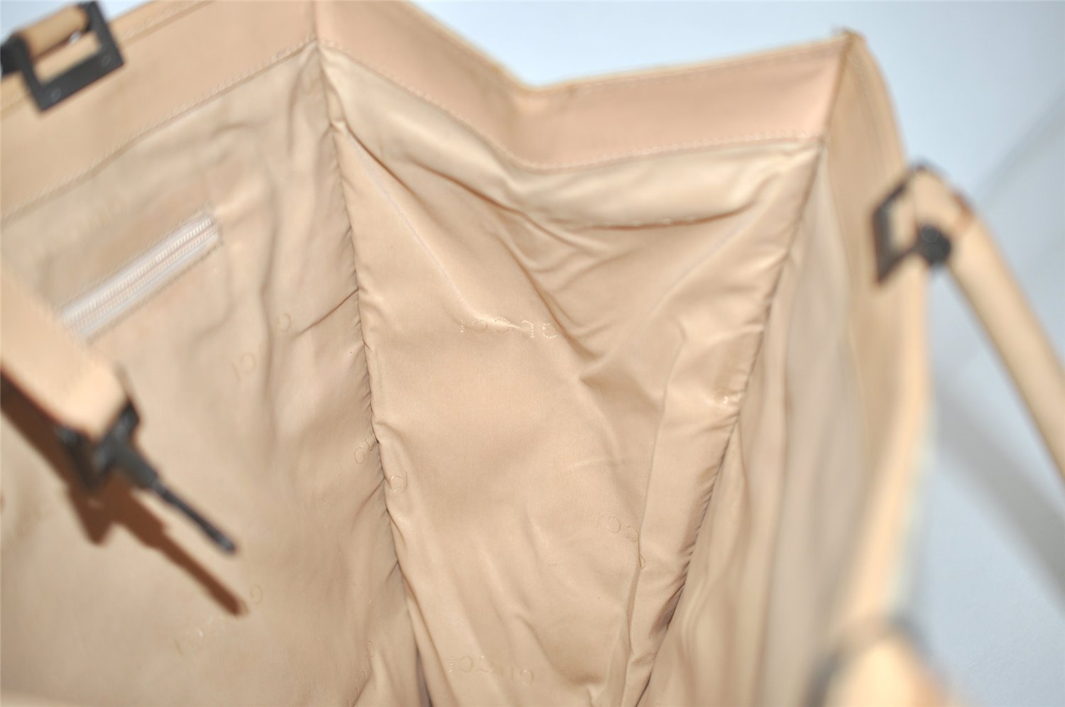 Authentic GUCCI Jackie Shoulder Tote Bag Nylon Leather 0021064 Beige 5822J