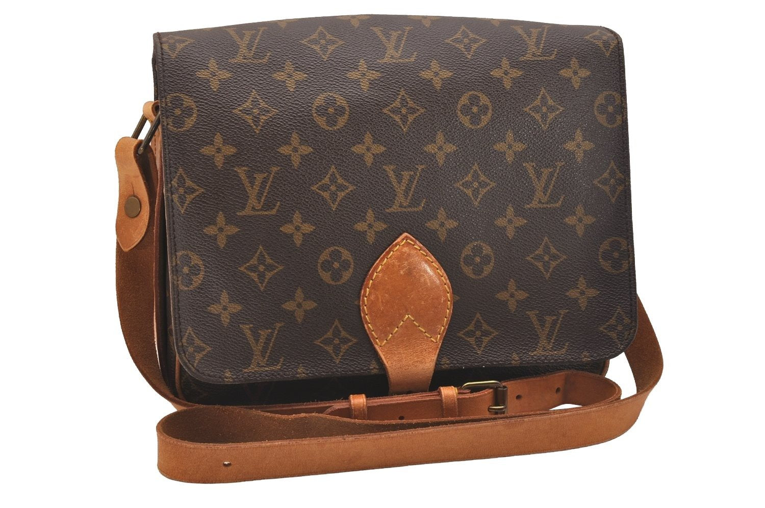 Authentic Louis Vuitton Monogram Cartouchiere GM M51252 Shoulder Cross Bag 5823J