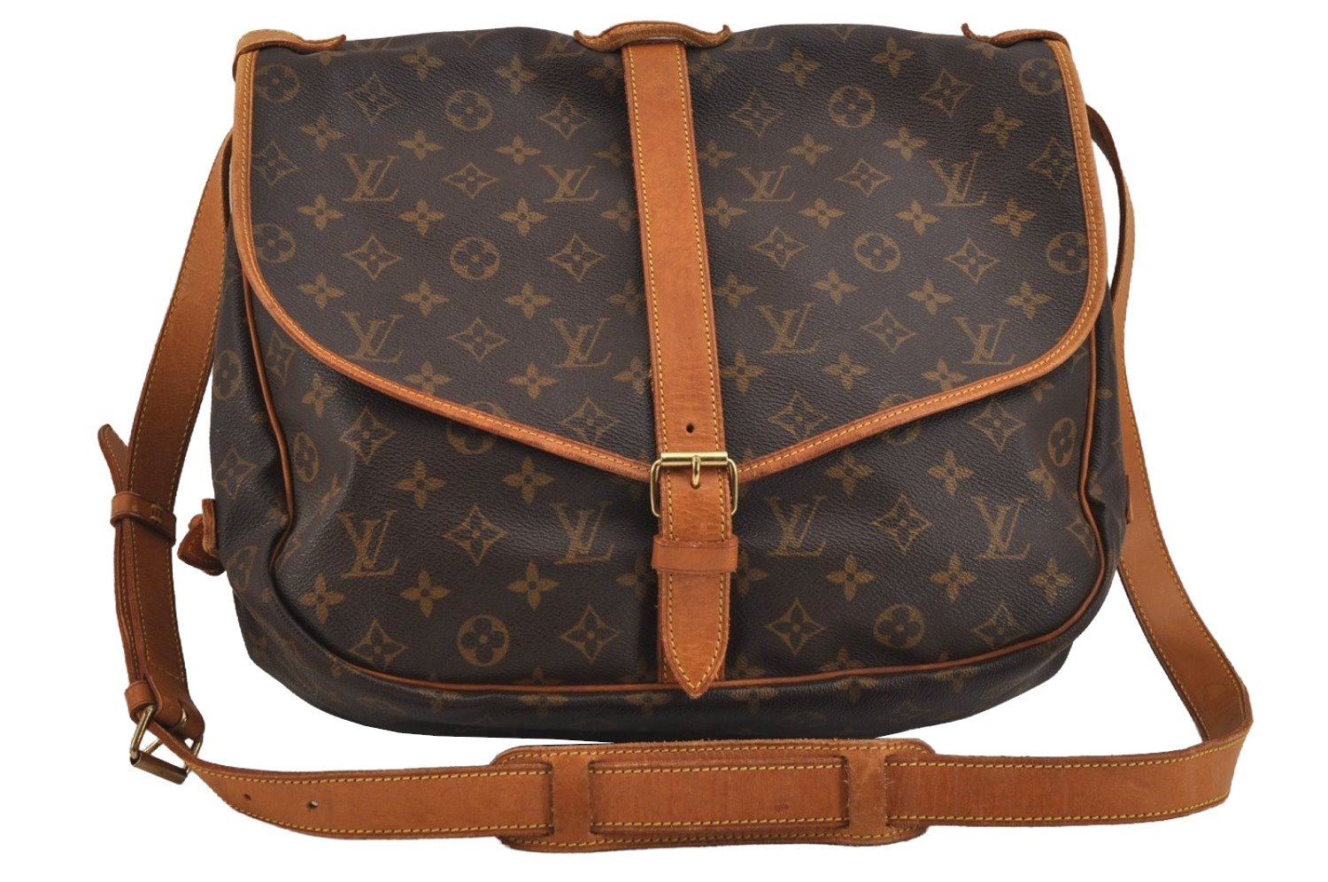 Authentic Louis Vuitton Monogram Saumur 35 Shoulder Cross Bag M42254 LV 5824J