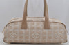 Authentic CHANEL New Travel Line Hand Boston Bag Purse Nylon Leather Beige 5829J