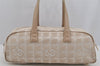 Authentic CHANEL New Travel Line Hand Boston Bag Purse Nylon Leather Beige 5829J