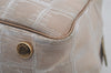 Authentic CHANEL New Travel Line Hand Boston Bag Purse Nylon Leather Beige 5829J