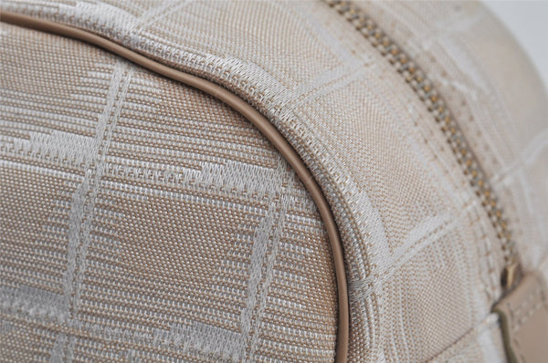 Authentic CHANEL New Travel Line Hand Boston Bag Purse Nylon Leather Beige 5829J