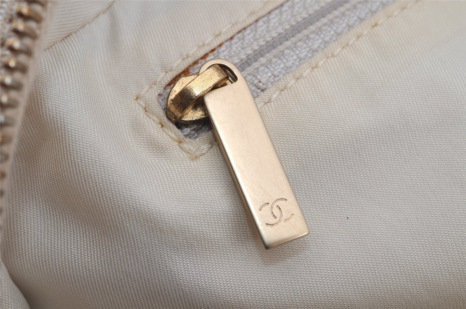 Authentic CHANEL New Travel Line Hand Boston Bag Purse Nylon Leather Beige 5829J
