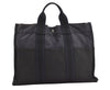 Authentic HERMES Vintage Fourre Tout MM Hand Tote Bag Canvas Navy Black 5830J