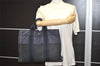 Authentic HERMES Vintage Fourre Tout MM Hand Tote Bag Canvas Navy Black 5830J