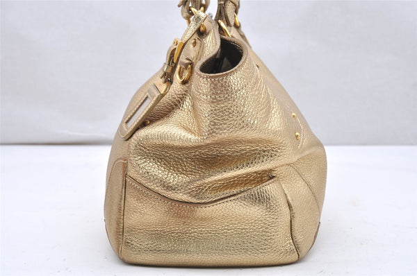 Authentic PRADA Vintage Leather Shoulder Tote Bag Gold 5830K