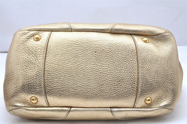 Authentic PRADA Vintage Leather Shoulder Tote Bag Gold 5830K