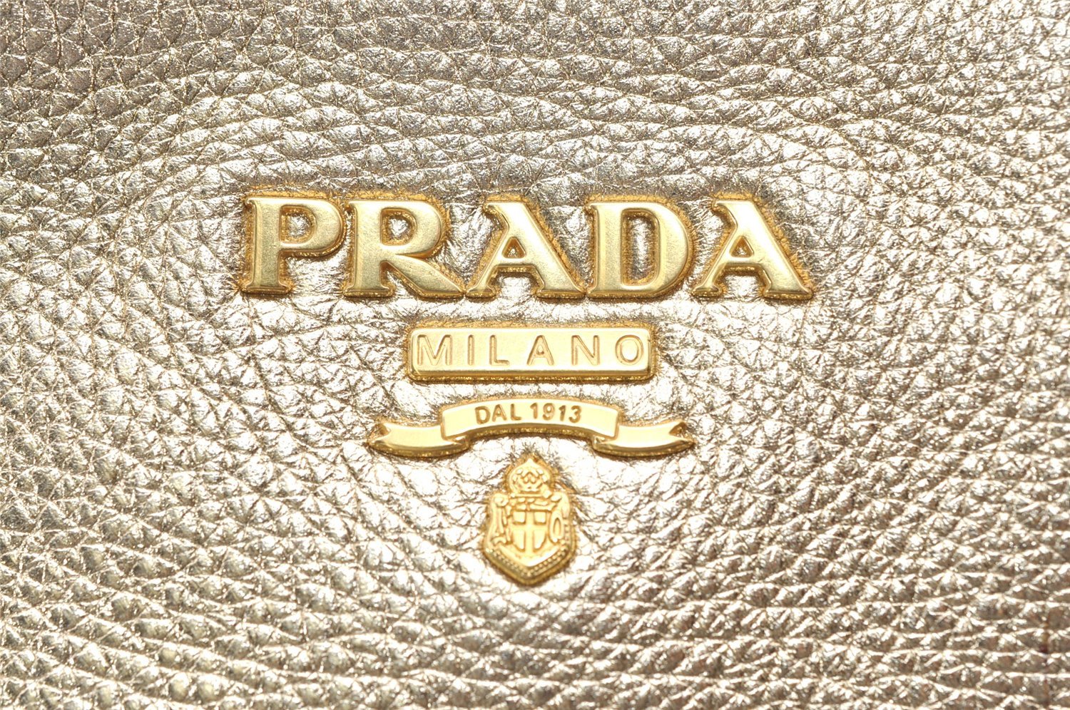 Authentic PRADA Vintage Leather Shoulder Tote Bag Gold 5830K