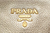 Authentic PRADA Vintage Leather Shoulder Tote Bag Gold 5830K