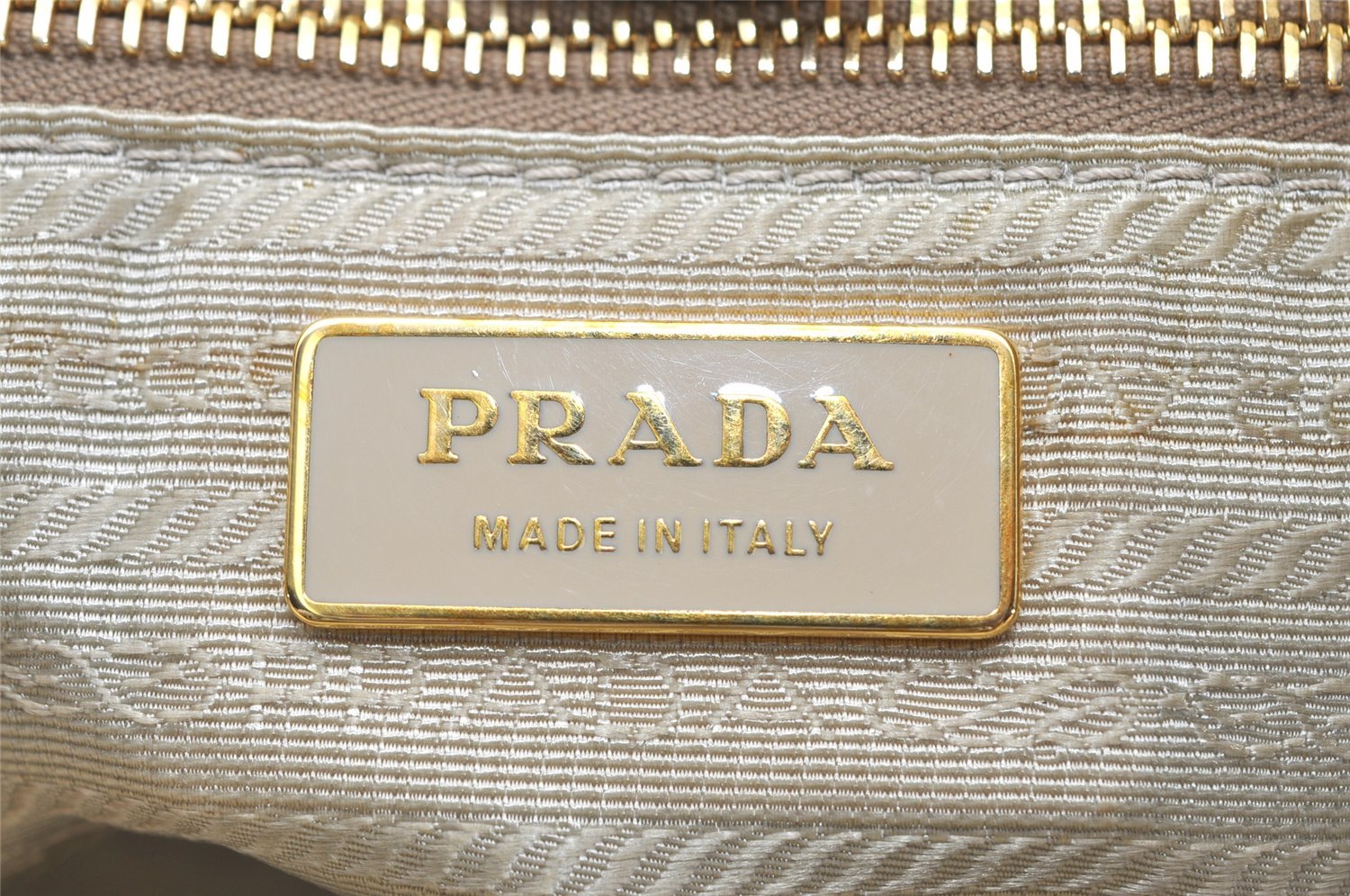 Authentic PRADA Vintage Leather Shoulder Tote Bag Gold 5830K