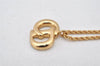 Authentic Christian Dior Gold Tone Chain Pendant Necklace CD 5831K