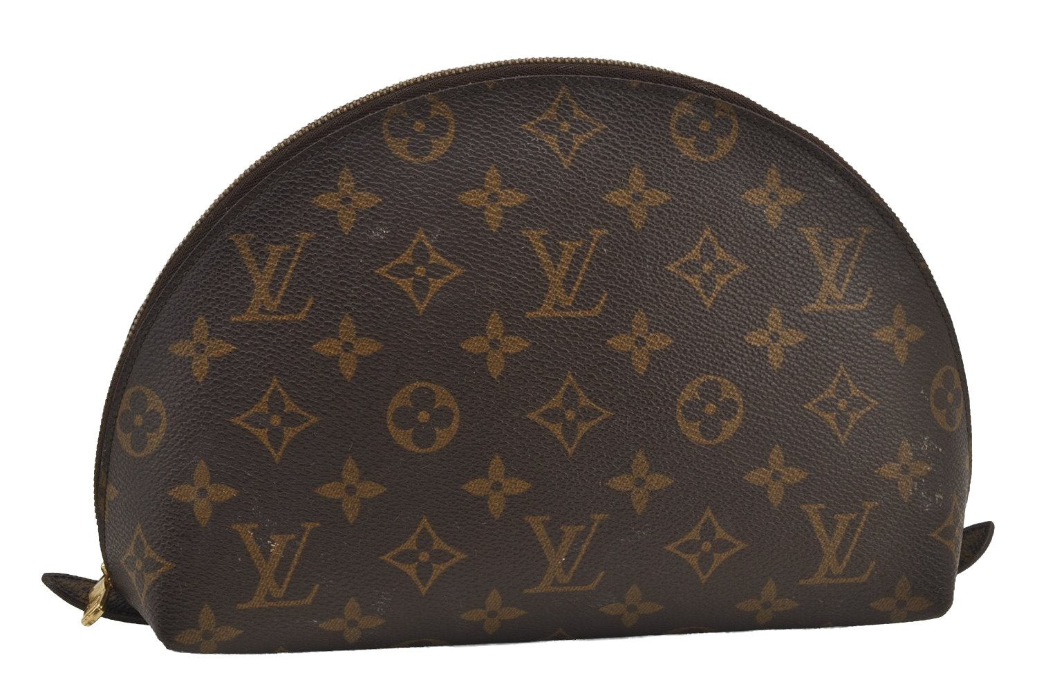 Auth Louis Vuitton Monogram Trousse Demi Ronde 23 Cosmetic Pouch LV Junk 5832J