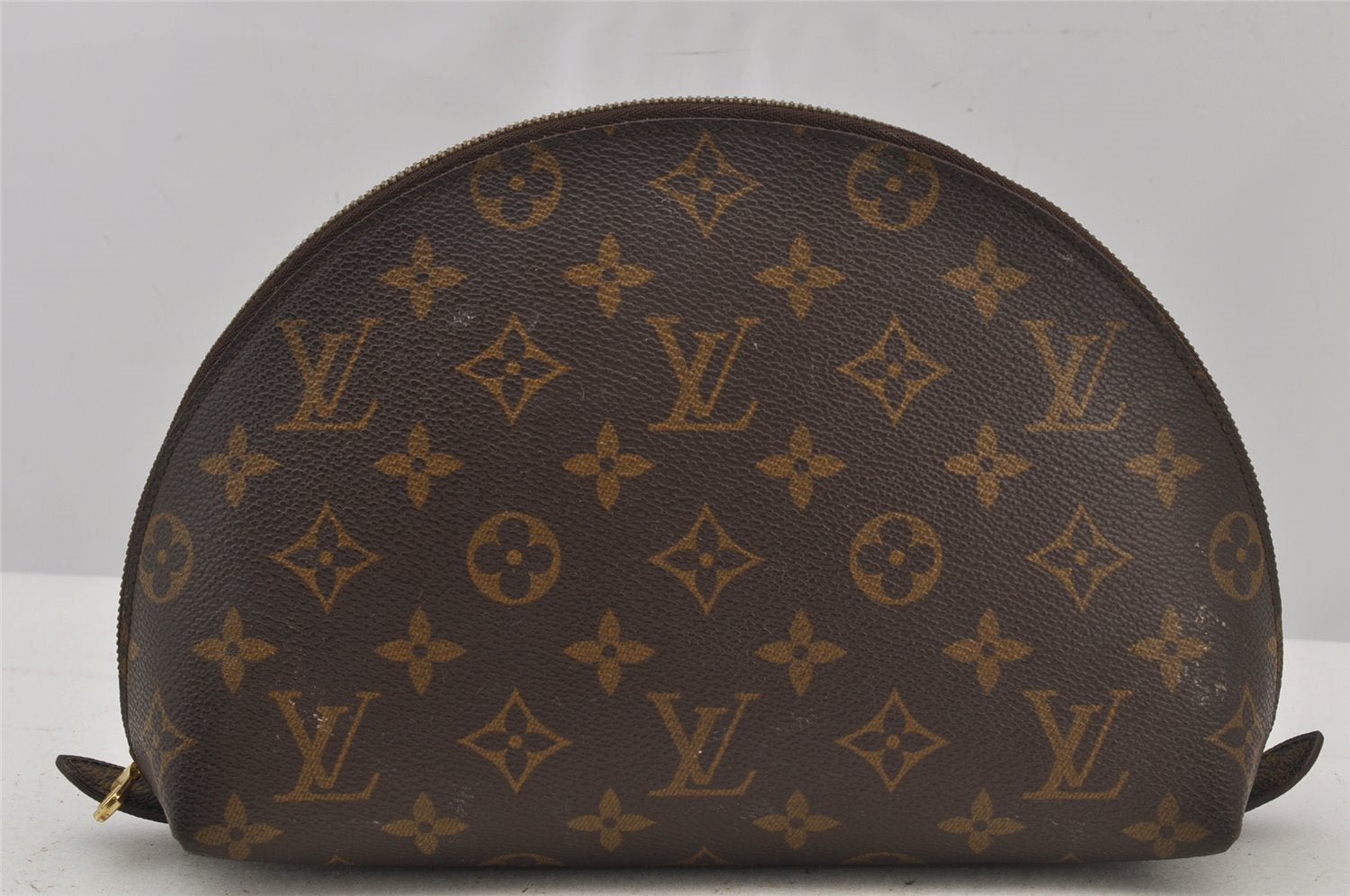 Auth Louis Vuitton Monogram Trousse Demi Ronde 23 Cosmetic Pouch LV Junk 5832J