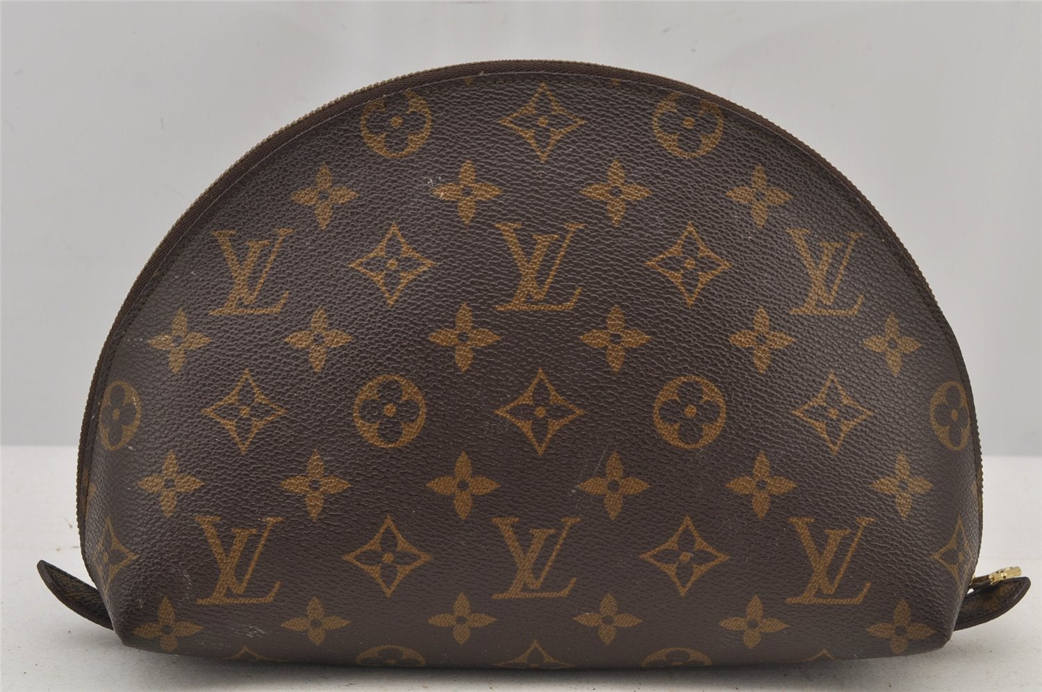 Auth Louis Vuitton Monogram Trousse Demi Ronde 23 Cosmetic Pouch LV Junk 5832J