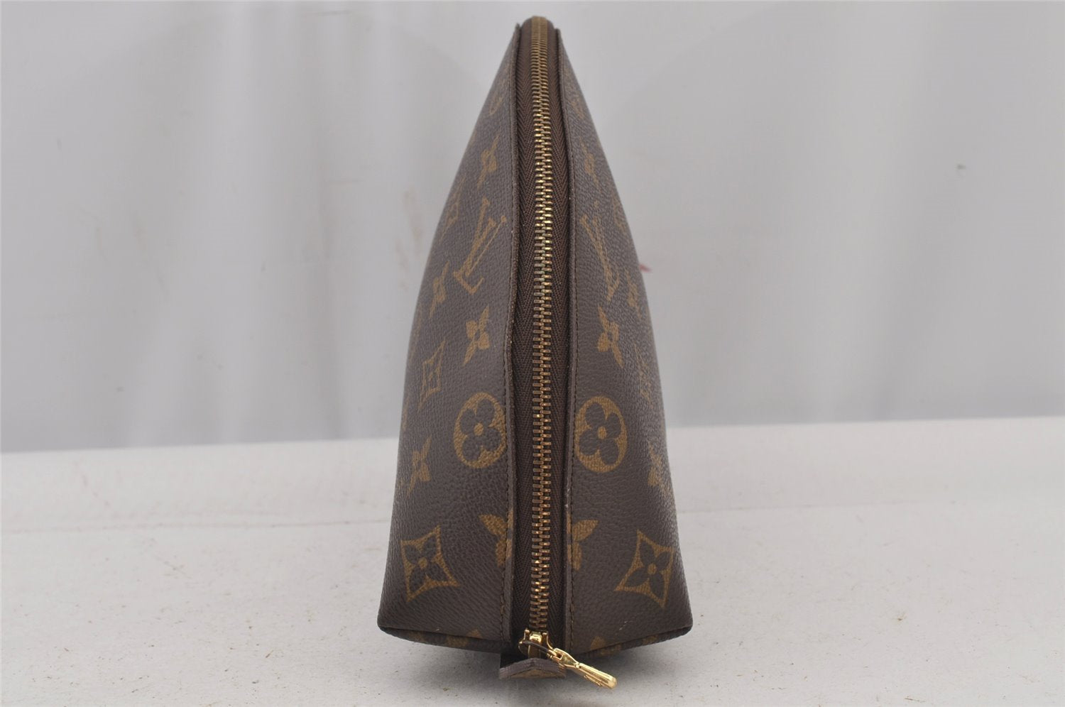 Auth Louis Vuitton Monogram Trousse Demi Ronde 23 Cosmetic Pouch LV Junk 5832J