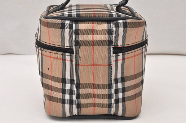 Authentic BURBERRY Nova Check Canvas Leather Vanity Hand Bag Pouch Beige 5833K