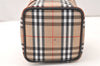 Authentic BURBERRY Nova Check Canvas Leather Vanity Hand Bag Pouch Beige 5833K