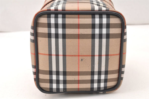 Authentic BURBERRY Nova Check Canvas Leather Vanity Hand Bag Pouch Beige 5833K