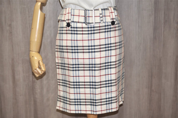 Authentic BURBERRY Vintage BLUE LABEL Chack Skirt Canvas Beige  5834K