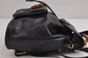 Authentic GUCCI Vintage Bamboo Drawstring Backpack Leather Black 5835J