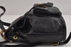 Authentic GUCCI Vintage Bamboo Drawstring Backpack Leather Black 5835J