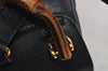 Authentic GUCCI Vintage Bamboo Drawstring Backpack Leather Black 5835J
