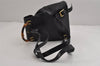 Authentic GUCCI Vintage Bamboo Drawstring Backpack Leather Black 5835J