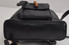 Authentic GUCCI Vintage Bamboo Drawstring Backpack Leather Black 5835J