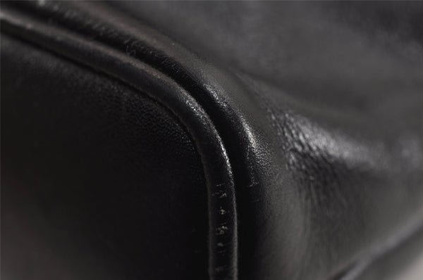 Authentic GUCCI Vintage Bamboo Drawstring Backpack Leather Black 5835J