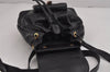Authentic GUCCI Vintage Bamboo Drawstring Backpack Leather Black 5835J