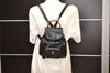 Authentic GUCCI Vintage Bamboo Drawstring Backpack Leather Black 5835J