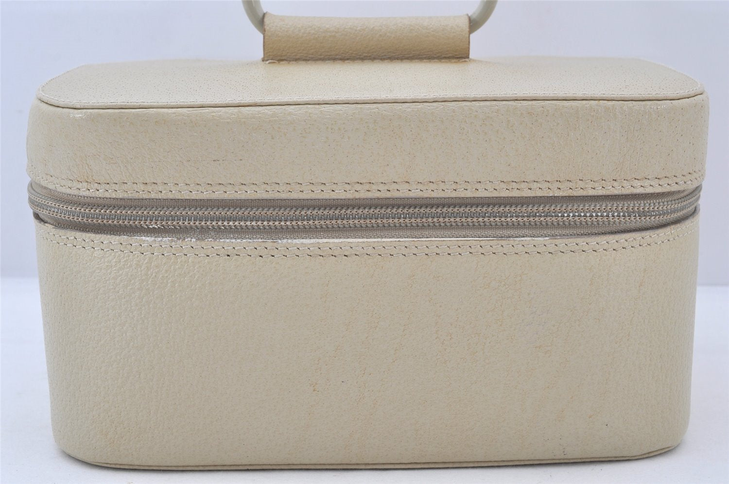 Authentic GUCCI Vintage Vanity Hand Bag Purse Leather White Cream Junk 5837K