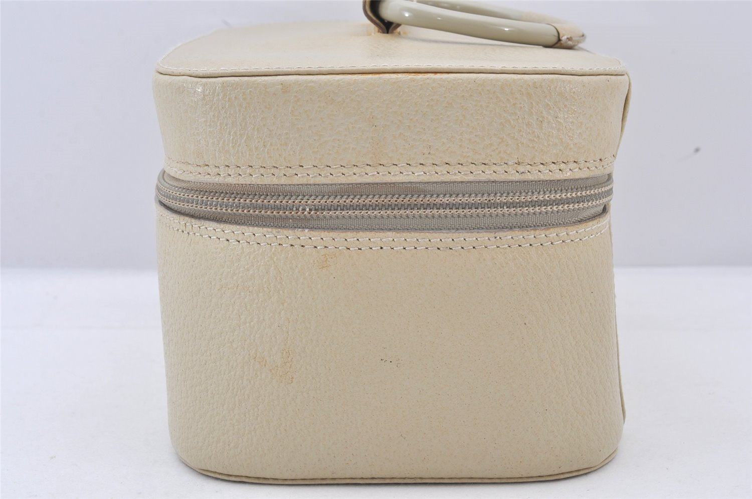 Authentic GUCCI Vintage Vanity Hand Bag Purse Leather White Cream Junk 5837K