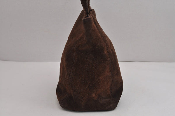 Authentic CHANEL Suede Leather CC Logo Shoulder Tote Bag Purse Brown 5838J