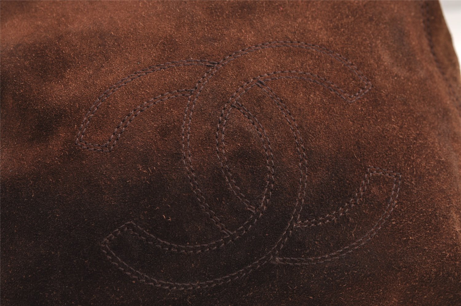 Authentic CHANEL Suede Leather CC Logo Shoulder Tote Bag Purse Brown 5838J