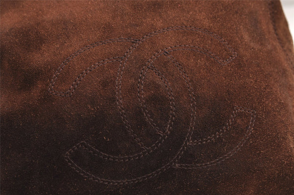 Authentic CHANEL Suede Leather CC Logo Shoulder Tote Bag Purse Brown 5838J
